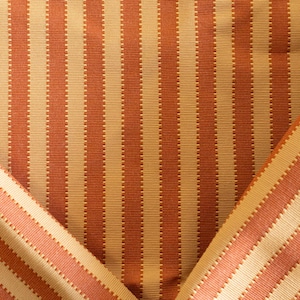 Yellow and red embroidered striped decorator fabric remnant 1 yard