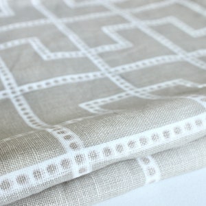 Schumacher Celerie Kemble Bleecker in beige and white, linen Schumacher 1.5 yard fabric remnant
