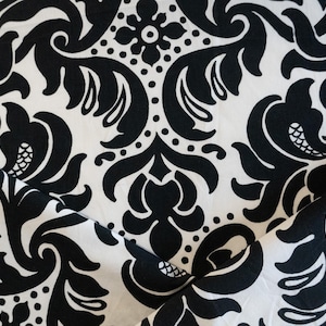 Vintage Duralee &quot;Summer House&quot; black and white floral damask upholstery fabric by the yard