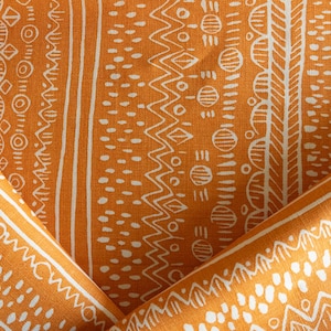 Lee Jofa Kirby Tangerine abstract stripe designer linen Fabric remnant 38&quot;x 52&quot;