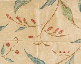 vintage floral cream, red and upholstery fabric by the yard