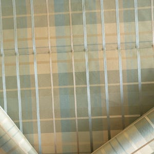 Vintage green and tan striped upholstery fabric remnant one yard