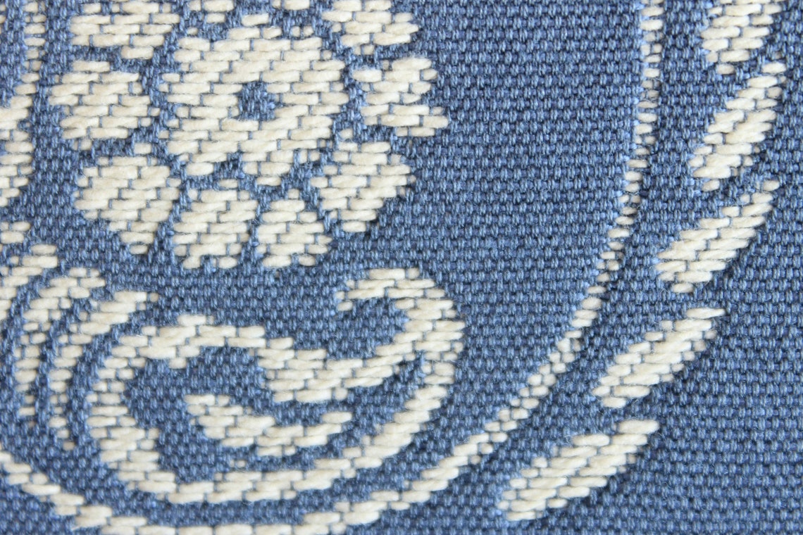 Blue and White Paisley Upholstery Fabric by the Yard Etsy