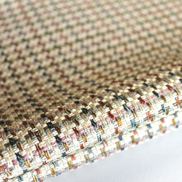 Multicolored woven tweed upholstery fabric by the yard