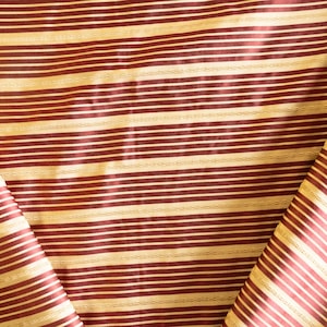 Vintage red and yellow striped fabric remnant one yard