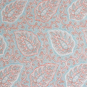 Sister Parish Oldwick Robin&#39;s Egg Blue/Paprika designer fabric by the yard.