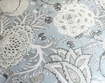 Thibaut Mitford fabric in Aqua, linen upholstery fabric by the yard