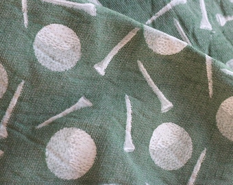 Green Golf Print Upholstery Fabric by the Yard
