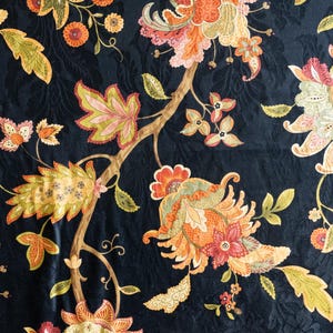 Mill Creek floral Fiesta black and orange floral drapery fabric