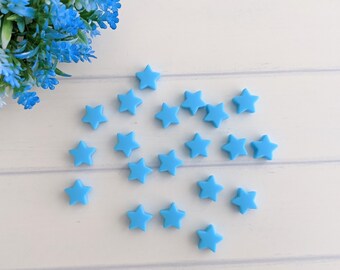 Blue Silicone Stars 10 pc, Mini Star Jewelry Beads, Small Silicone Star Beads, Baby Jewelry Craft Supply, Children Jewelry Silicone Beads