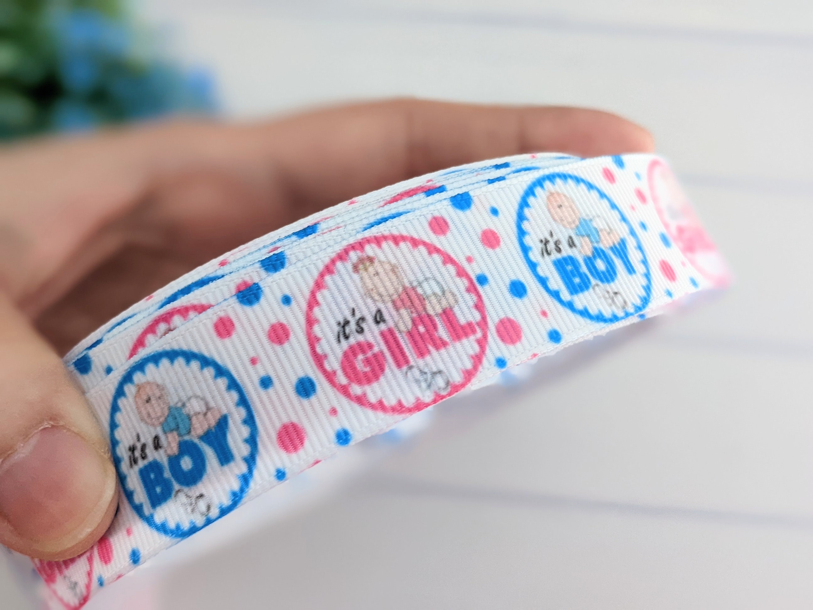 Boy or Girl Ribbon Gender Reveal Ribbon Grosgrain Ribbon Etsy