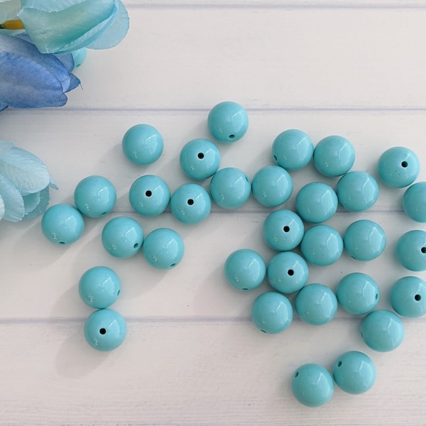 Light Blue Solid Color Bubblegum Bead, Chunky Jewelry Supply, 20mm Bubble Gum Round Beads, Kids Craft DIY Beads, Baby Jewelry Supply