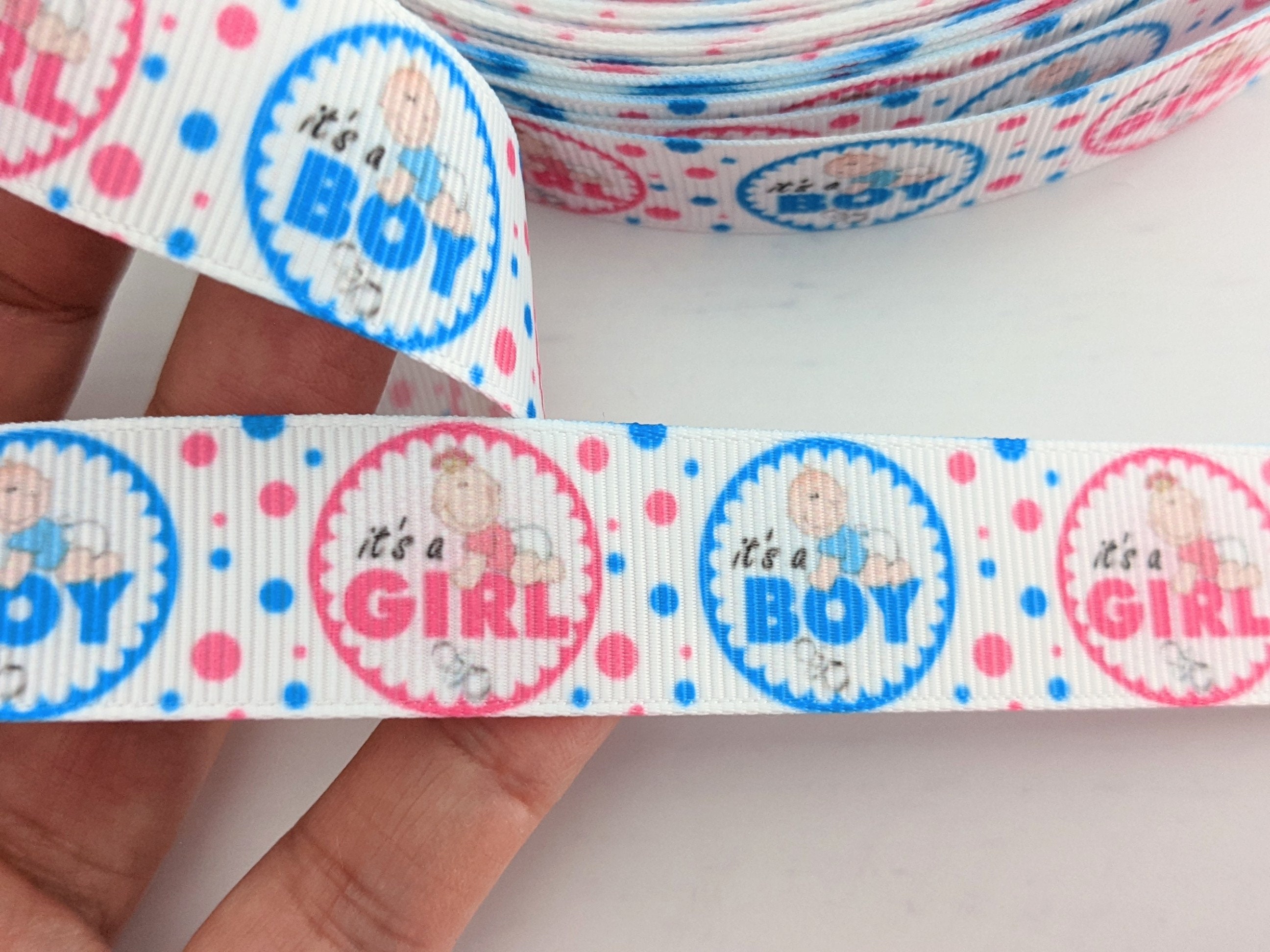 Boy or Girl Ribbon Gender Reveal Ribbon Grosgrain Ribbon Etsy