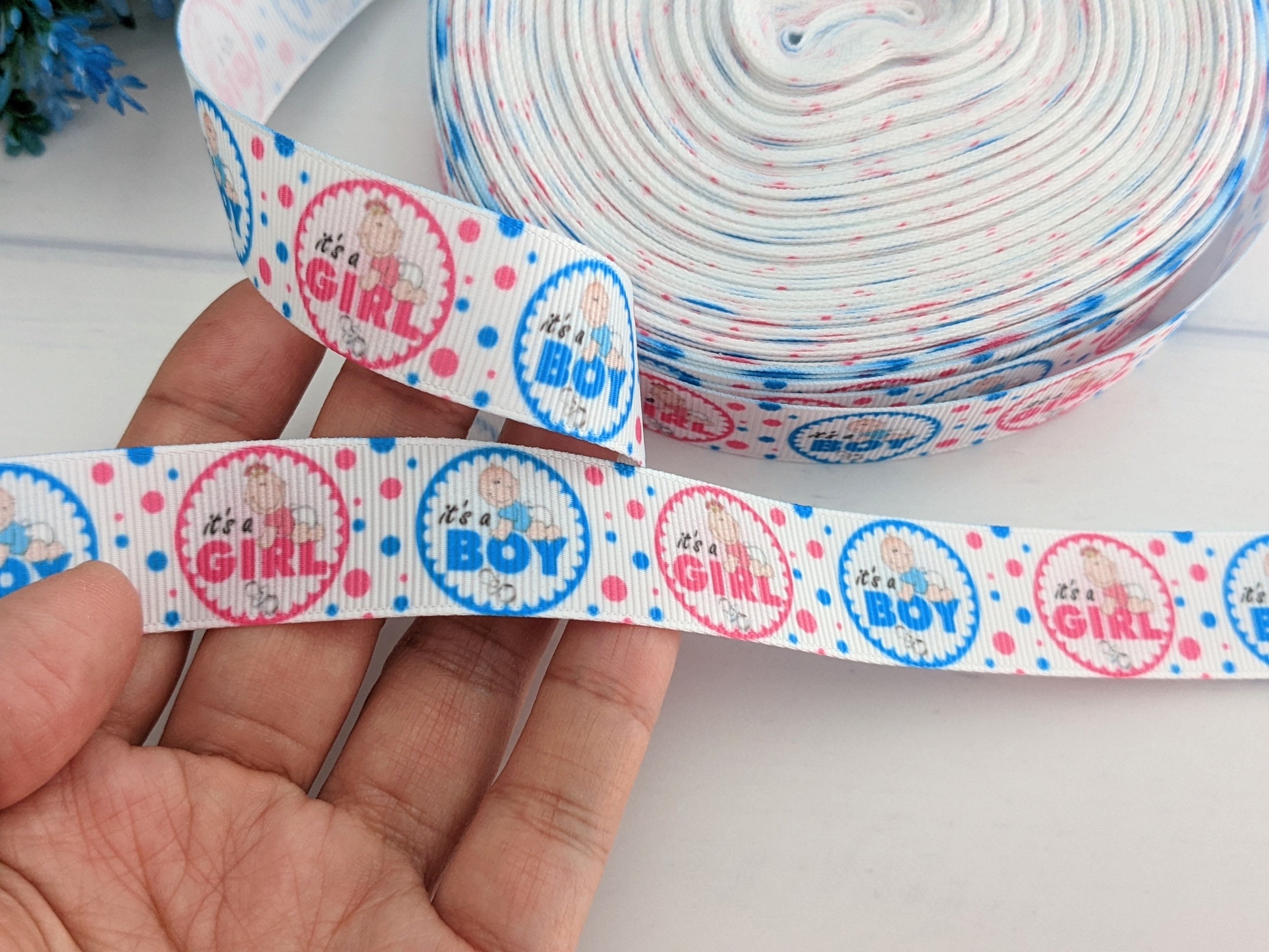 Boy or Girl Ribbon Gender Reveal Ribbon Grosgrain Ribbon Etsy