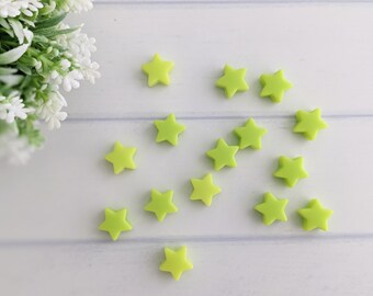 Light Green Silicone Stars 10 pc, Baby Jewelry Food Safe Silicone Beads, Mini Silicone Beads, Silicone Jewelry Star Beads, Green Soft Stars