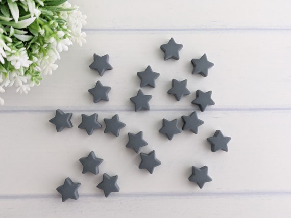 Gray Mini Stars Silicone Beads Grey Food Grade Silicone Star