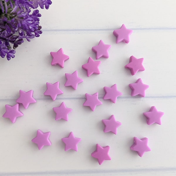 Purple Mini Silicone Stars, Silicone Star Beads, Food Safe Soft Beads, Jewelry Silicone Bead Supply, Baby Jewelry Beads, Small Star Beads