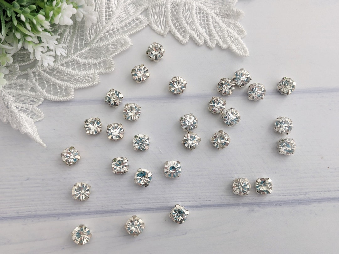 Rhinestone Buttons 10 Pc, Clear Rhinestone Beads, Sparkly Rhinestones ...
