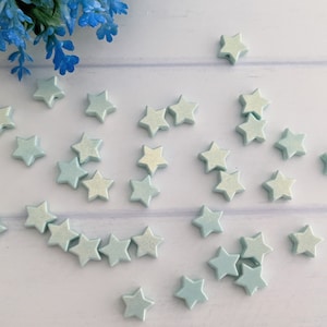 Miniature Light Blue Star Beads 10 pc, Mini Blue Stars,Jewelry Star Beads, Craft Star Beads, Mini Stars, Pearl Blue Star Beads for Bracelet