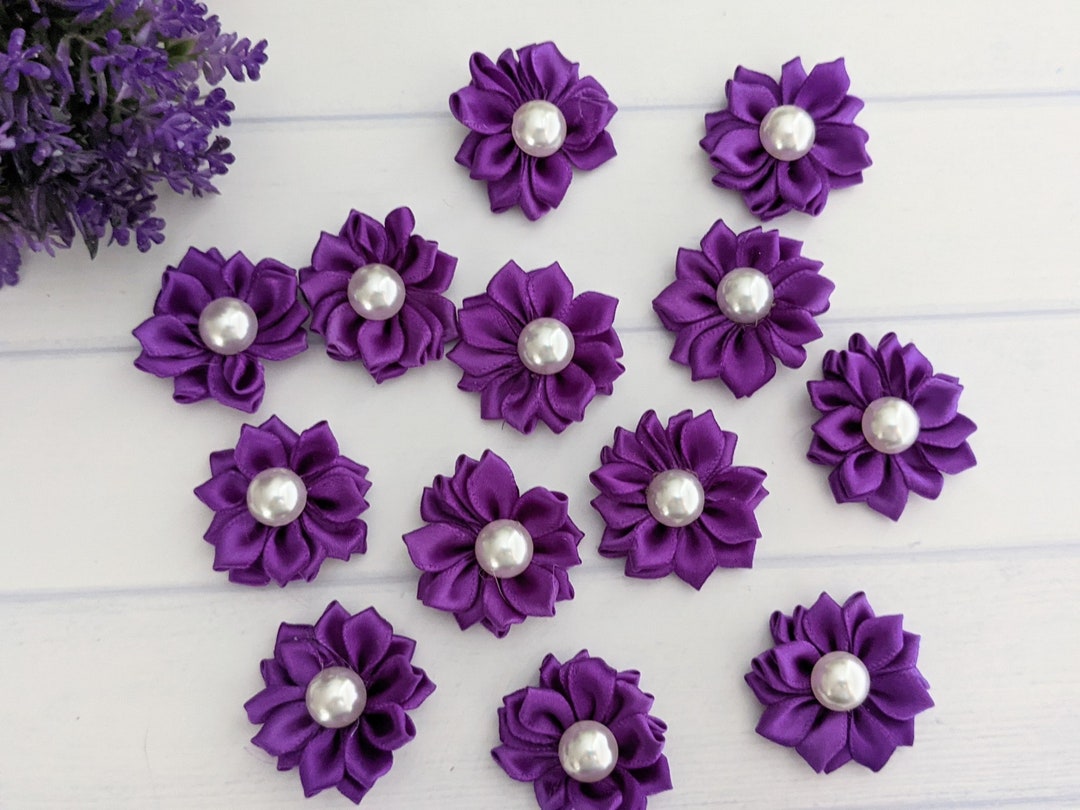 Purple Fabric Flowers Folded Fabric Flower Headband Supply Etsy