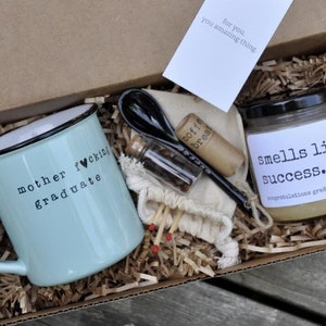 Graduation gift box  mug and candle, congratulations gift, college graduation, personalized gift for class of 2025, care package