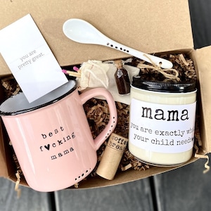 New mom gift basket with mug and candle, expecting mom gift, baby shower gift, pregnancy gift box, new mom gift box, new baby gift for mom.
