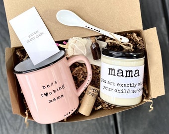 Gift for pregnant daughter with mug and candle, expecting mom gift, baby shower gift, pregnancy gift box, new mom gift box.