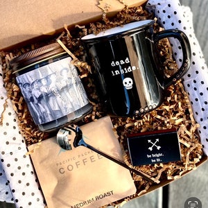 Halloween gift box care package for her with mug and candle, hygge gift box, fall gift basket, cozy gift box, self care gift box