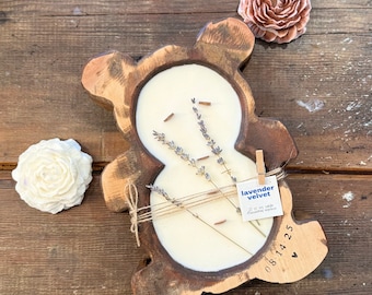 Baby shower center pieces, rustic bear baby shower dough bowl candle, baby shower decor, girl baby shower gift