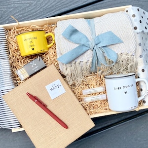 Get well care package with mug candle, get well soon gift, thinking of you gift, get well package, feel better gift gift basket, blanket