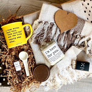 Chemo care package with mug, candle and blanket, cancer care package, chemotherapy gift for breast cancer patient gift, thinking of you