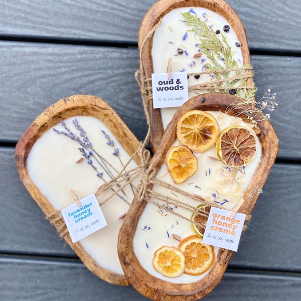 Dough Bowl Soy Candle with Wood Wicks: Personalized Housewarming Gift, christmas gift