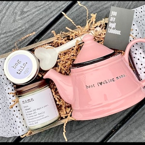 Handmade Ceramic Teapot Gift Basket: Personalized Tea Lover Set