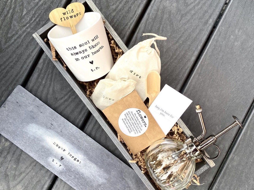 Grief Care Package With Personalized Planter and Seed Paper, Sympathy