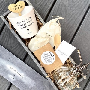 Pacchetto di supporto per il lutto con fioriera personalizzata e carta per semi, scatola regalo di condoglianze, regalo di lutto, mi dispiace per la tua perdita, regalo di pensiero per te