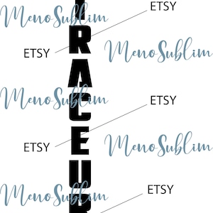 May include: Black and white image of the word "TRACEUR" vertically stacked with the letters in large bold font. The word is repeated five times in a smaller font in blue, with the word "ETSY" written next to each repetition.