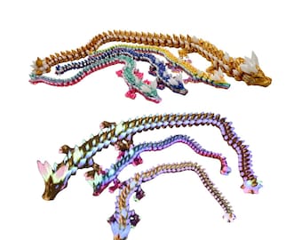 Glow in the Dark Crystal Dragon – Rainbow Dragon with Glowing Crystals – Desk Toy Movable Dragon Fidget Toy Gadget