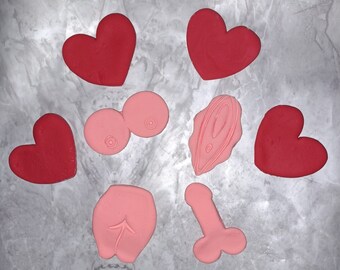 Seductive clay polymer stamp 5-piece Valentine's set: lovingly shaped cookie cutters for heavenly shapes