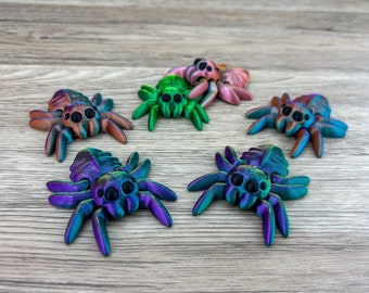 3 Spinnen kleine 3D gedruckte Spinnen - Fidget Zappelspielzeug - Gelenk Glieder - Flexi Halloween Dekoration gruselige ausgefallene Deko