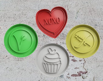 Ton Polymer Stempel Liebevoll Backen: Herz XOXO Muffin Cupcake Vegan Glutenfrei