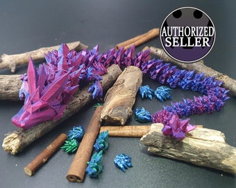 shimmering crystal dragon - desk toy - color changing effects - Crystals Dragons