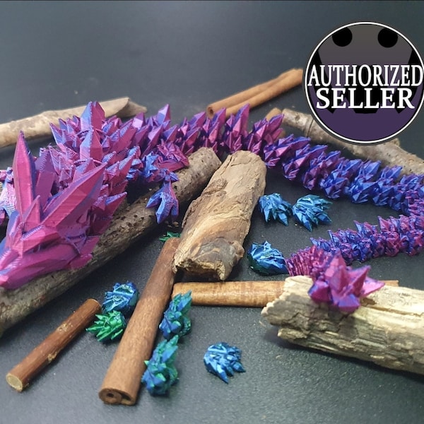 shimmering crystal dragon - desk toy - color changing effects - Crystals Dragons