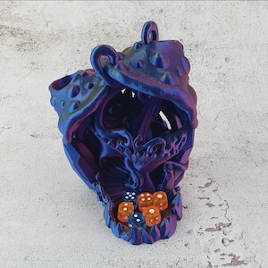 Crystal Mushroom Dice Tower with 6 Dice - Tabletop - Board Game Accessory - Magical 3D Printed Gadget