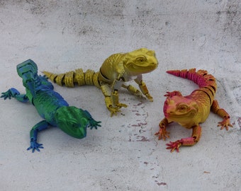 Rörlig Leopardgecko 3D-utskriven ödla - Leopardgecko - Skrivbordsleksak - Fidgetleksak - Stressboll - Skimrande Glansig