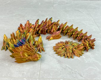 Riesen Sonnenblumen Drachen - gegliederter 3D Drache  - Schreibtisch-Stress-Spielzeug - Flexi-Drachen-Dekoration