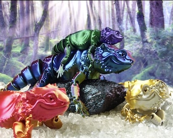 Bearded Dragon Flexi Fidget Desk Toy Movable Lizard 3D Print - Jointed Bearded Dragon - Stress Ball - Decoration - Sensory Toy