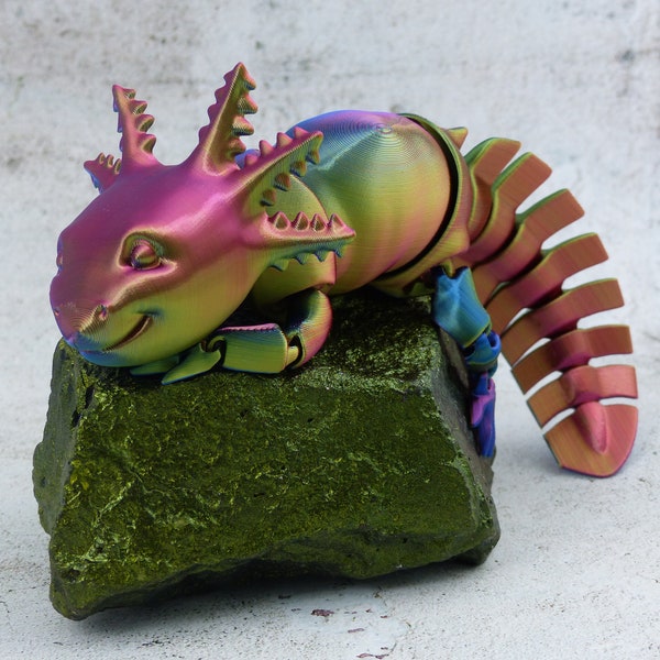 Axolotl impression 3D articulée mobile - articulé - jouet de bureau - jouet fidget - balle anti-stress - amphibien - jouet fidget
