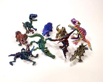 Dino Set - Movable Dinosaurs - Desk Toy - Flexi Spinosaurus - Tyrannosaurus Rex Stegosaurus Triceratops Raptor - 3D Print
