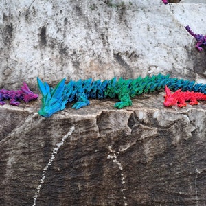 Gemstone Crystal Dragon articulated 3D printed desk toy - articulated Dragon - Office Tabletop Toy