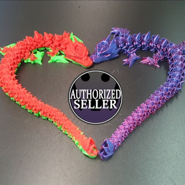 Flexibler Gelenkiger Drache Rosendrache Drachenfigur articulated Dragon Valentinstag Geschenk - Schreibtischspielzeug - Fidget - Gadget